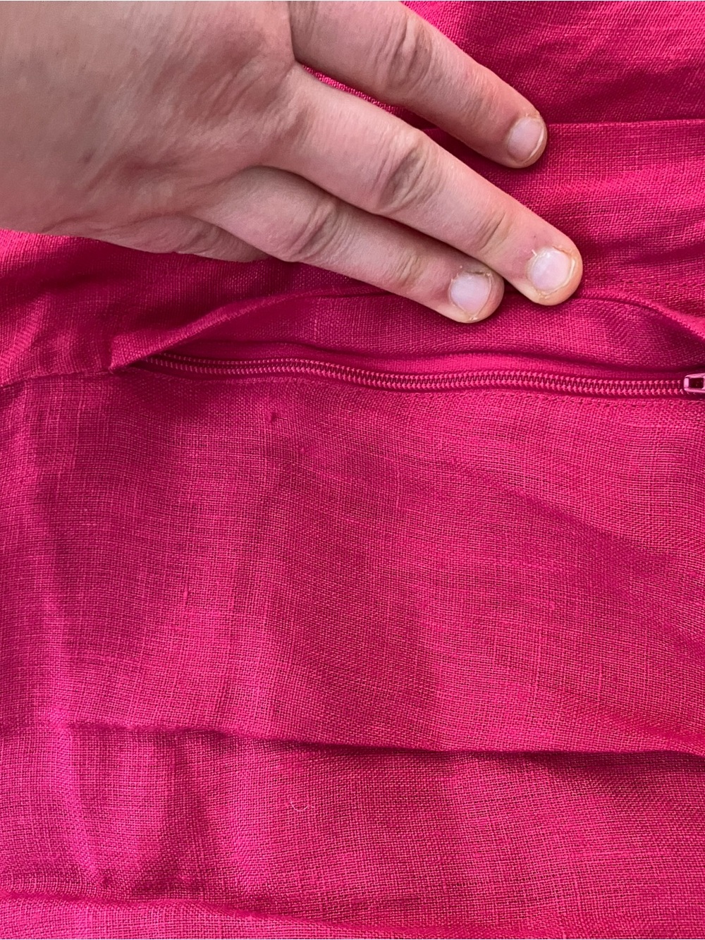 Mes Demoiselles Raspberry-Pink Button Front Linen Pants - Picture 9 of 9